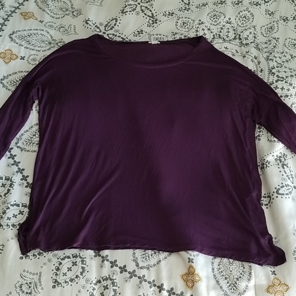 Oversized Flowy Purple Long Sleeve T-shirt - Picture 2 of 4